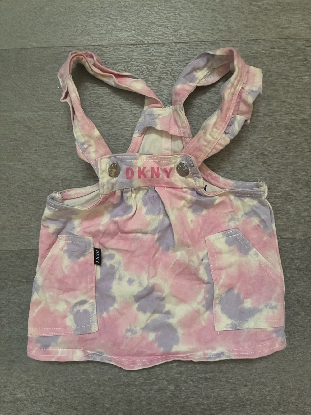 Vintage DKNY Baby Girls Pastel Tie Dye Overall Dress Romper 3-6M